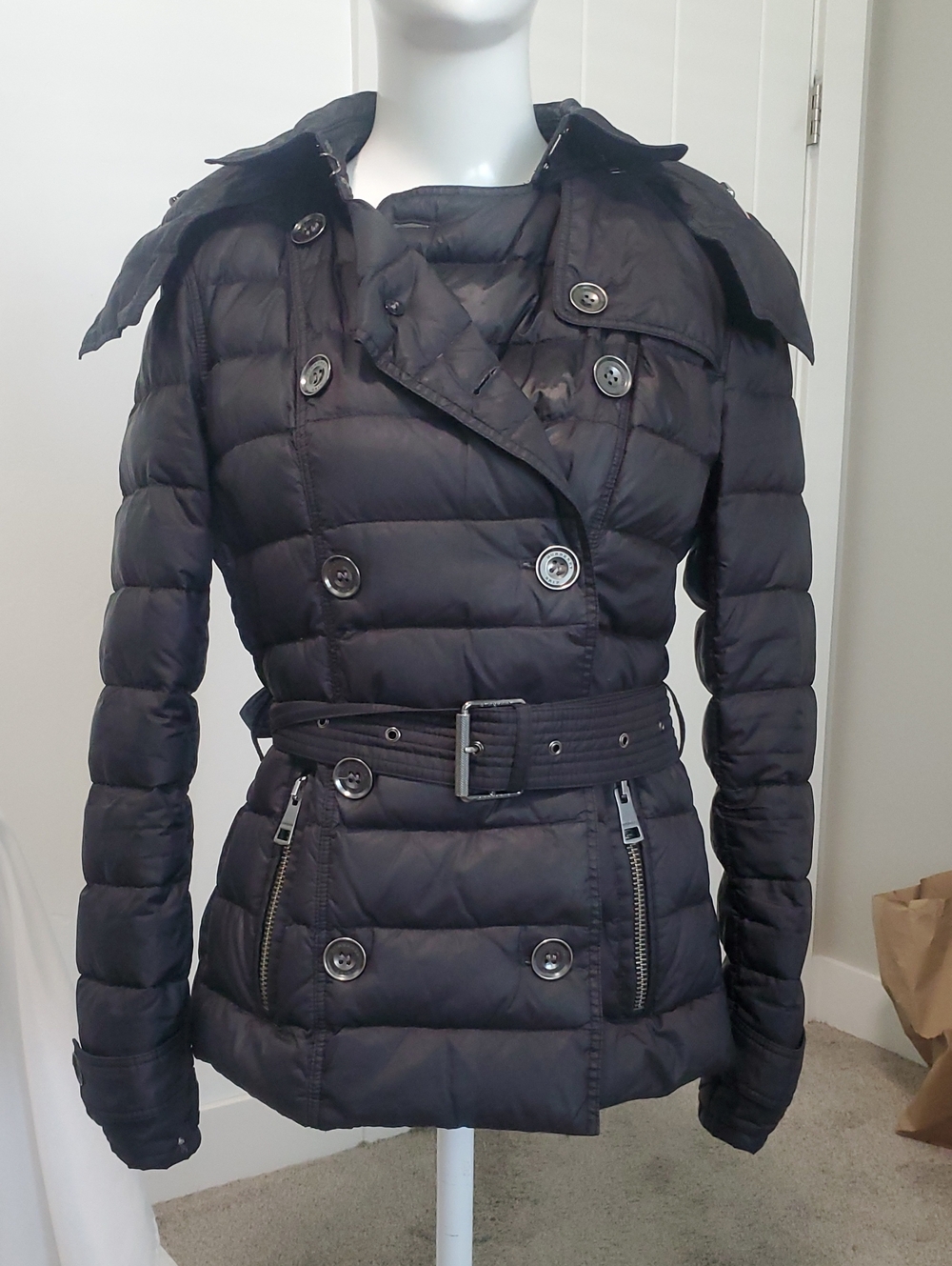 Burberry Black Quilted Belted Puffer Coat